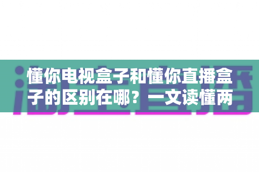 懂你电视盒子和懂你直播盒子的区别在哪?一文读懂两大盒子的核心差异与选购攻略 懂你电视盒子和懂你直播盒子的区别在哪?一文读懂两大盒子的核心差异与选购攻略