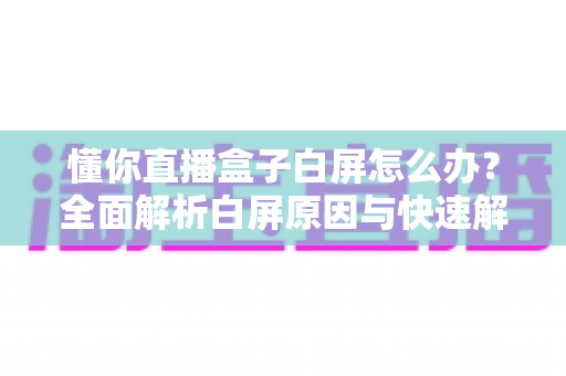 懂你直播盒子白屏怎么办?全面解析白屏原因与快速解决方法大全 懂你直播盒子白屏怎么办?全面解析白屏原因与快速解决方法大全