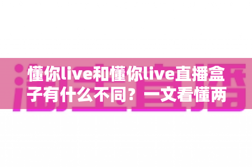 懂你live和懂你live直播盒子有什么不同？一文看懂两者核心区别与选择指南
